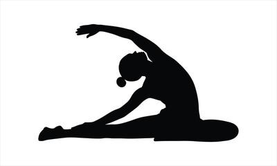 Obraz premium Woman stretching side bend yoga pose silhouette