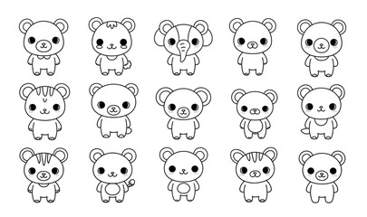 Cute Outline Coloring Pages for Kids - Animal Line Art for Educational and Creative Projects