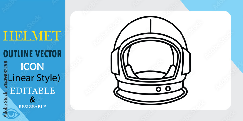 Aufkleber astronaut helmet outline vector icon linear style editable resizable