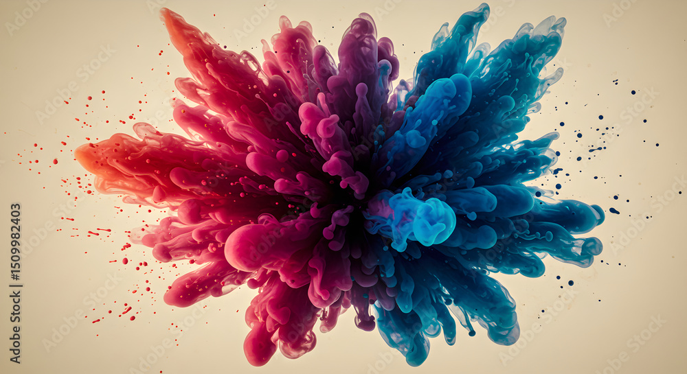 Poster dynamic burst of colorful inks creating an abstract artistic explosion