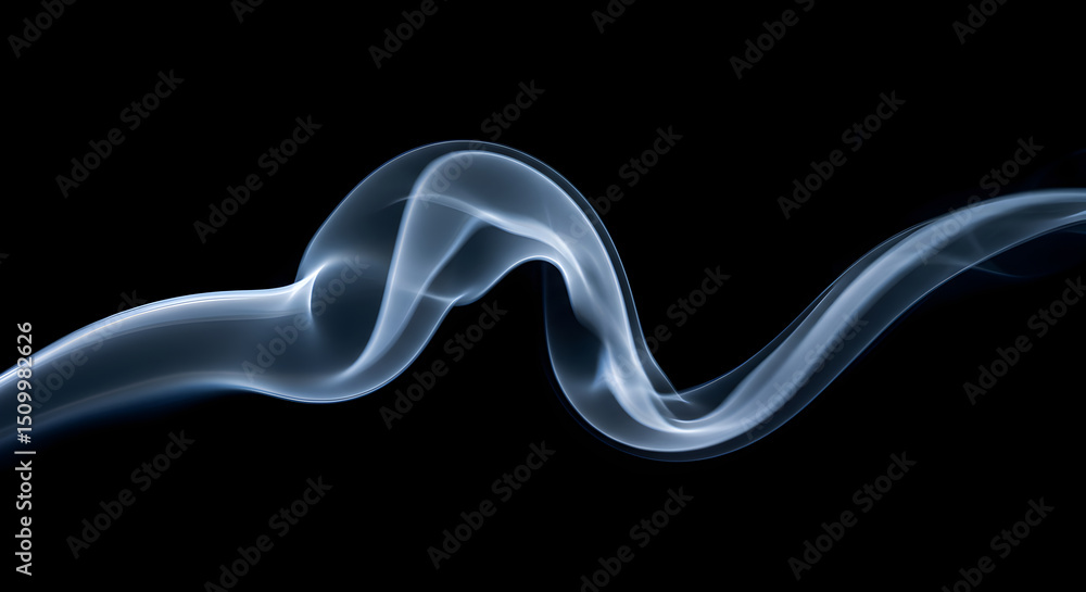 Poster abstract formation of soft smoke wisp floating gracefully on dark backdrop