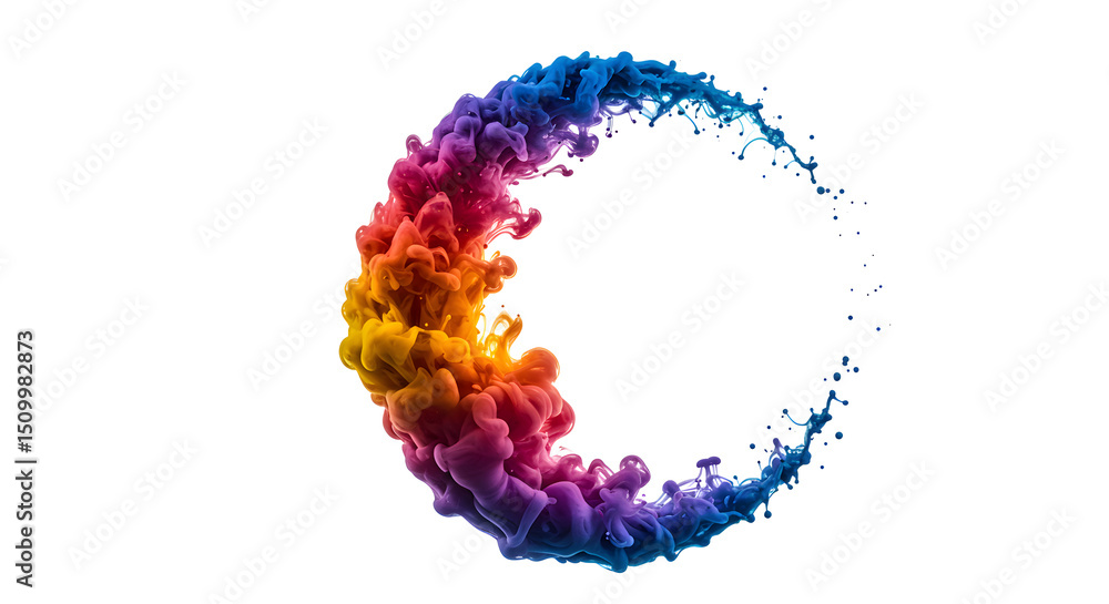 Poster chromatic swirl: a symphony of colors in dynamic motion on a white canvas