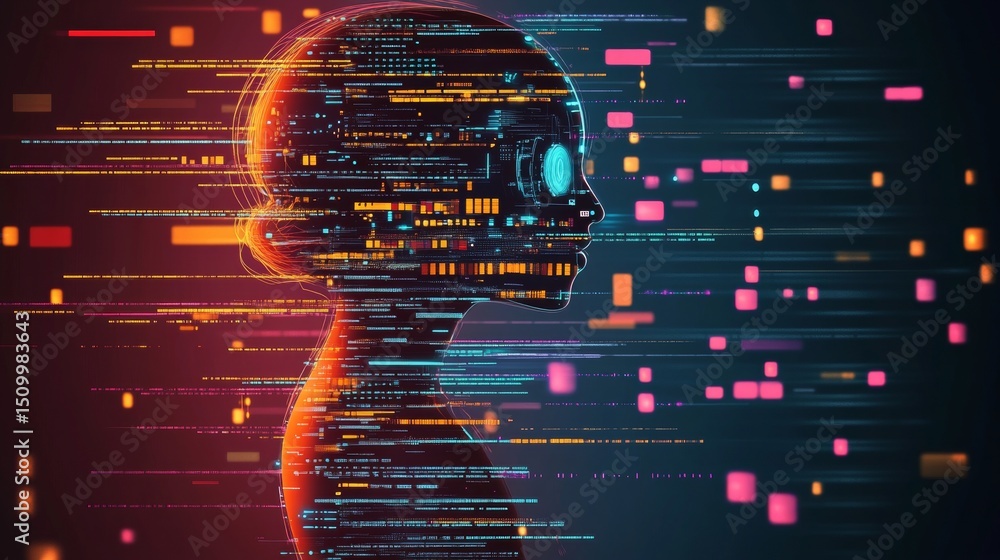 Poster ai coding agent. digital code, artificial intelligence technology innovation, concept illustration.