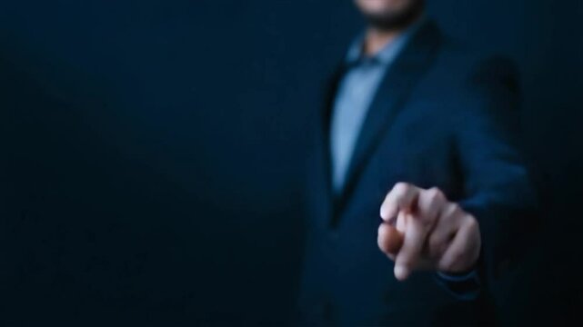 Businessman selects between yes and no on digital screen, highlighting fast paced decision making, yes no, decision problem in tech driven work