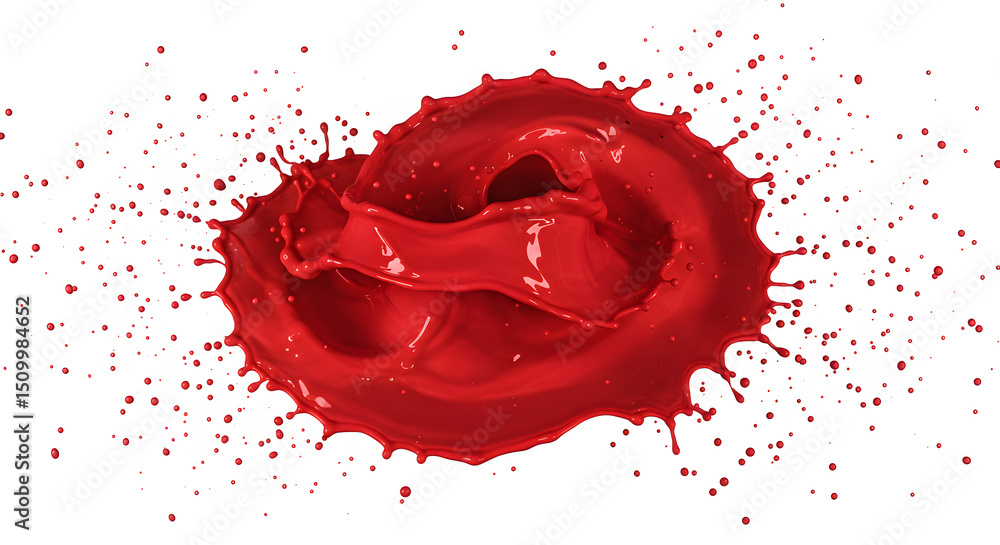 Poster dynamic crimson explosion paint creating abstract design with splash effect