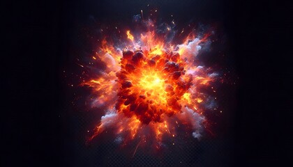 Fiery Explosion Abstract Digital Art of a Glowing, Expanding Blast