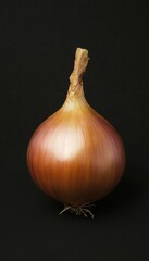 Isolated Onion A Vibrant, Smooth-Skinned Yellow and Brown Onion on a Black Background
