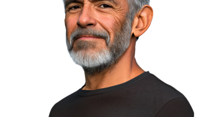 Thoughtful Middle Aged Hispanic Man Portrait, Cut Out Transparent