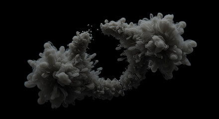 Mystic Gray Smoke Plumes Ascending Against a Deep Black Backdrop
