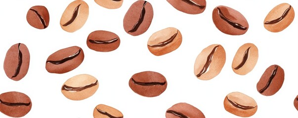 seamless coffee beans on white background