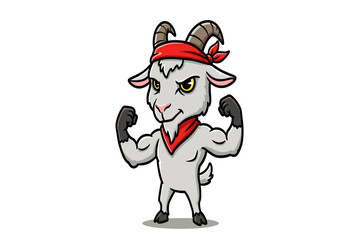 Fototapeta premium A macho goat flexes muscles confidently before the sacrifice ritual