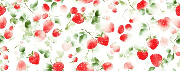 seamless strawberry on white background
