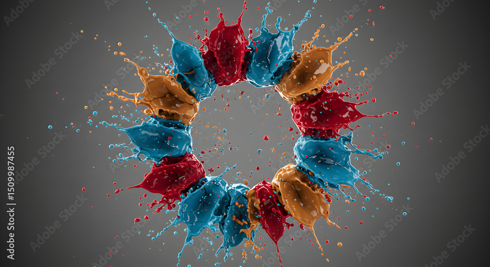 Aufkleber dynamic circle of vibrant color splashes on a neutral backdrop for modern design