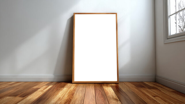 Blank Frame Mockup in Room Corner with Window Light.