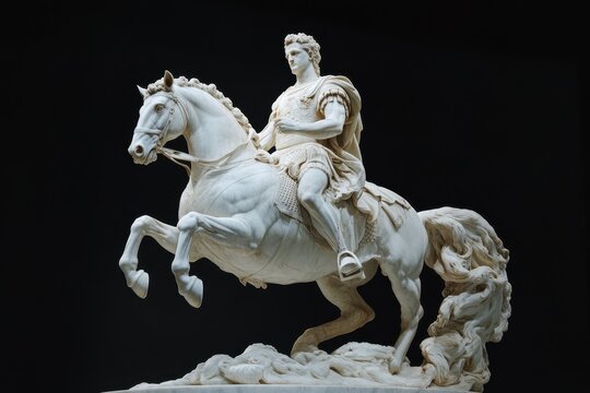 Equestrian statue of Marco Aurelio displayed prominently in a museum setting, The equestrian statue of Marco Aurelio