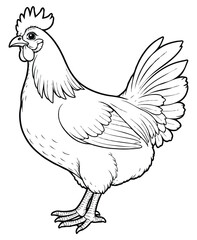 Cute farm hen Illustration Coloring Book