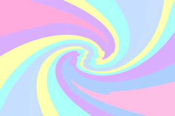 Fototapeta premium Abstract iridescent vortex backdrop, wavy anime background. Cute pink, yellow, blue waves wallpaper. Groovy backdrop for presentation, social media, poster, web banner