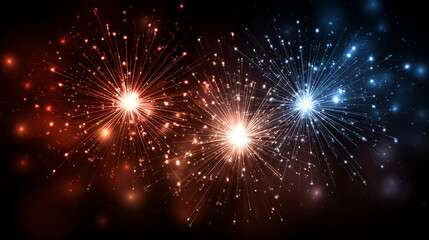 American flag and bokeh background with fireworks and copy space for Independence Day 4th of July and other holidays. Election Day in the USA. America Day. Festive Mood on President's Day