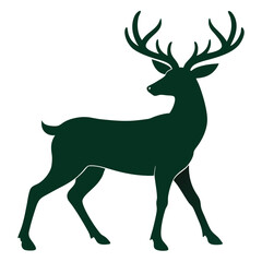 Obraz premium Elegant Deer Silhouette in Dark Green on White Background for Design