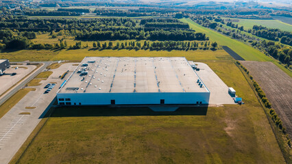 Logistics hub and surrounding green fields