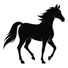 Obraz premium Elegant Horse Silhouette in Motion Black and White Vector Illustration