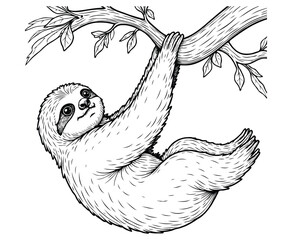 Cute sloth Illustration Coloring Book © Farida