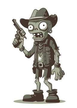 A quick-drawing Zombie Gunslinger with a holstered revolver,