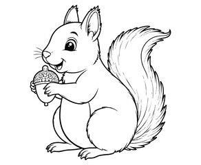 Cute squirrel Illustration Coloring Book