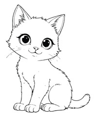 Cute tabby cat Illustration Coloring Book
