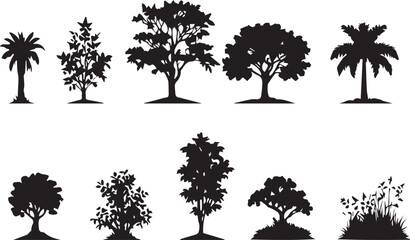 Fototapeta premium Black Silhouette Trees Collection