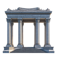 Fototapeta premium 3D front view illustration of the Civilian War Memorial Singapore monument isolated on a white background. --stylize 300 --v 6.1.png