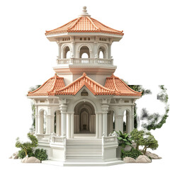 Obraz premium 3D front view illustration of the Fort Canning Park Singapore monument isolated on a white transparent background
