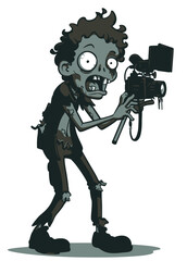 A terrifying Zombie YouTuber recording with a decayed camera,