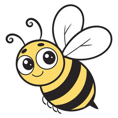 Adorable cartoon bee happy flying insect