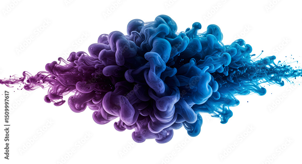 Aufkleber harmonious blend of blue and violet ink creating an abstract design