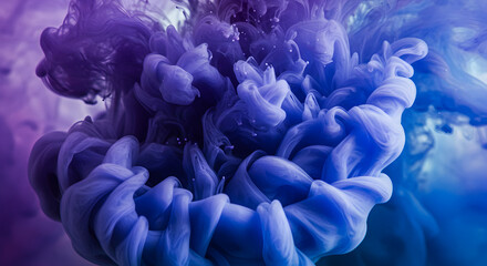 Elegant Swirls Of Blue And Purple Paint In Water Creates A Soft Texture