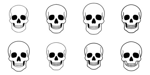 Fototapeta premium Multiple vector illustration skulls, outlines