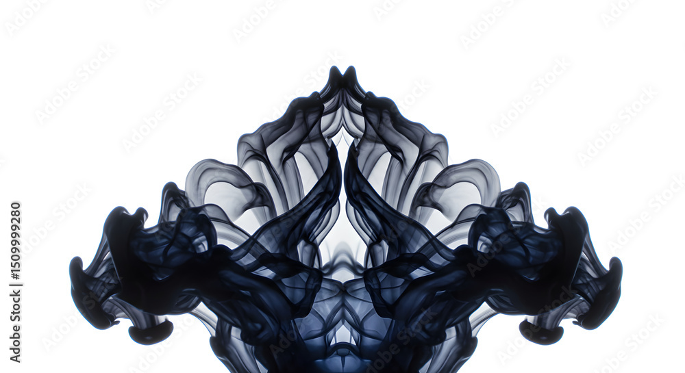 Poster abstract black ink symmetry floating in water creating a pattern