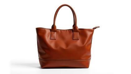 Brown leather tote bag isolated on white background , handbag, leather bag