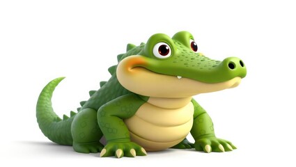 Naklejka premium adorable 3D render of cute crocodille isolated