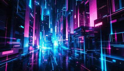  Cityscape in Neon Glow: A Digital Metropolis Dream