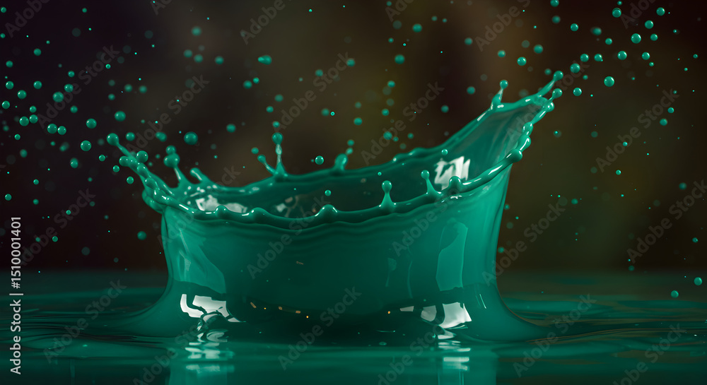 Poster emerald cascade: dynamic water splash moment captured in high resolution detail
