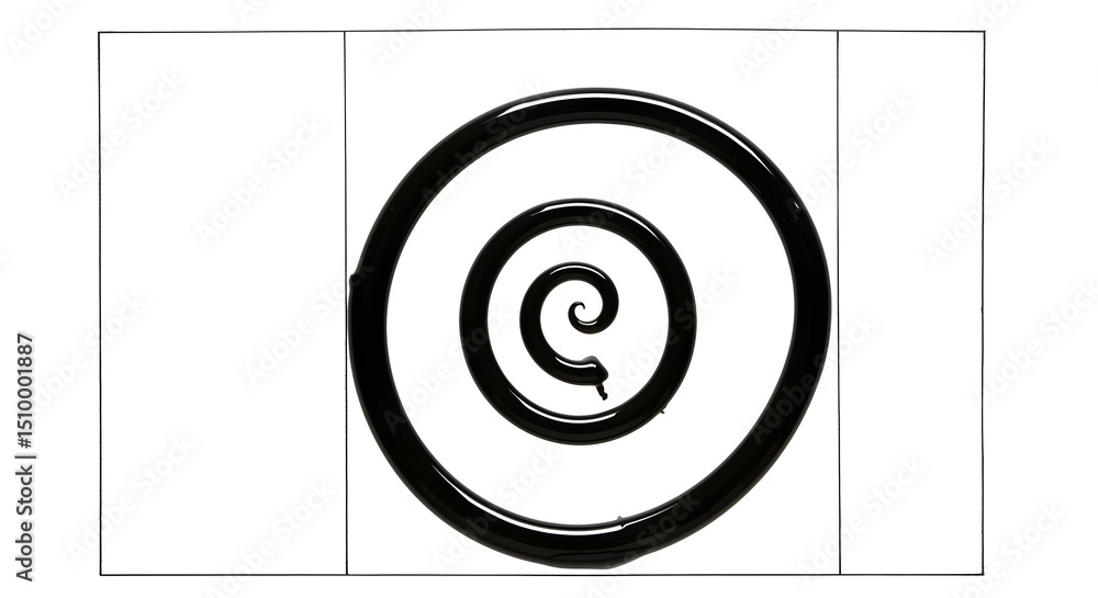 Poster hypnotic black vortex: endless depth and dynamic circularity on white canvas