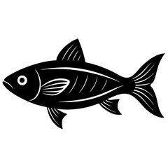 Minimalist Fish Silhouette in Black and White