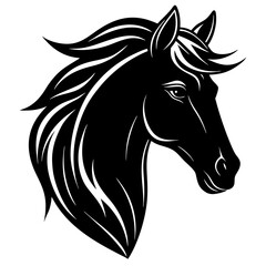Detailed Horse Head Silhouette Vector