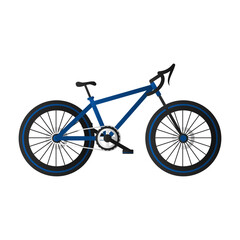 Healthy Lifestyle Blue Bike Vector. Bike Icon for Outdoor Cycling. Bicycle Transportation Vehicle on White Background.