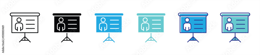 Poster professional presentation icon set. a sleek symbol of organized profile and data driven showcase thi