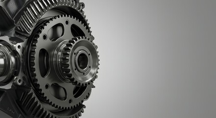 Precise Engineering High-Resolution Image of Complex Gear System, Industrial Machinery Component, Mechanical Parts, Detailed Close-up View of Interlocking Gears