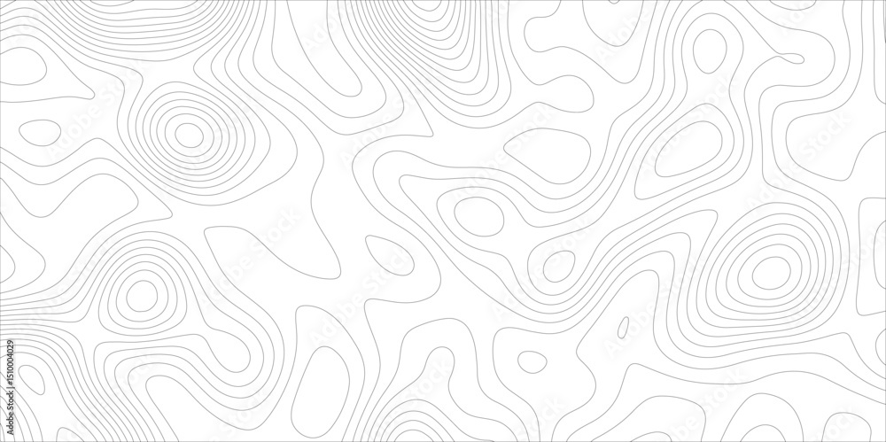 Aufkleber Ocean topographic line map with curvy wave isolines vector illustration. Abstract topographic contours map background, Vector contour topographic map. Cartography texture abstract banner use.	
