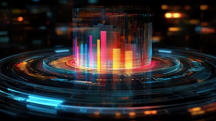 Data visualization event showcasing interactive graphs digital environment virtual viewpoint technology concept